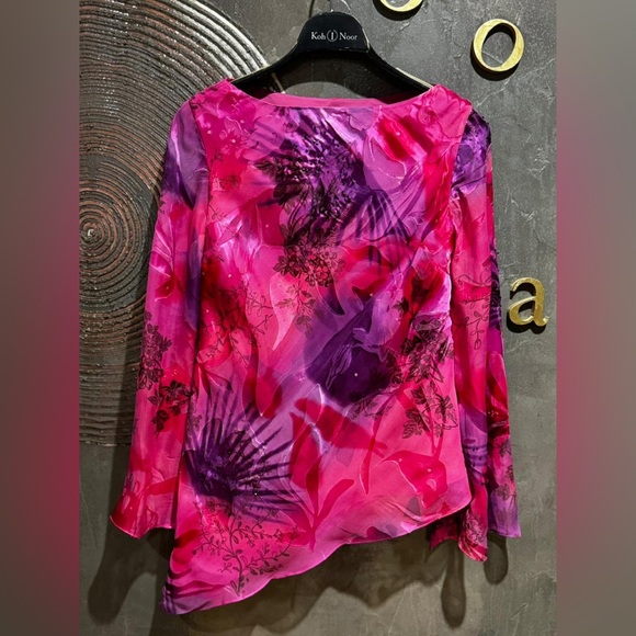 Papell Boutique Asymmetrical Skirt in Pink and Purple Floral - Picture 2 of 4